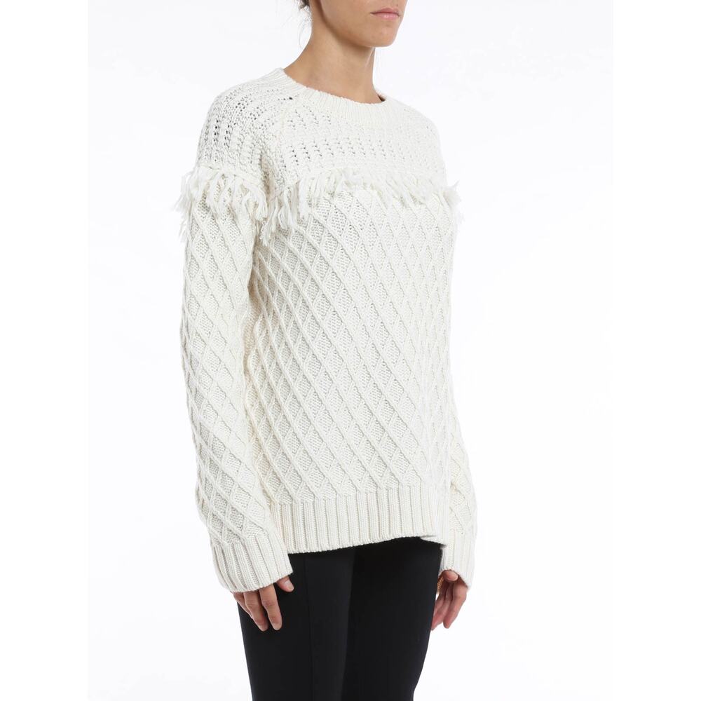 Tory Burch Fisherman Fringe Cable Knit Pullover Sweater 100% wool - Picture 2 of 9